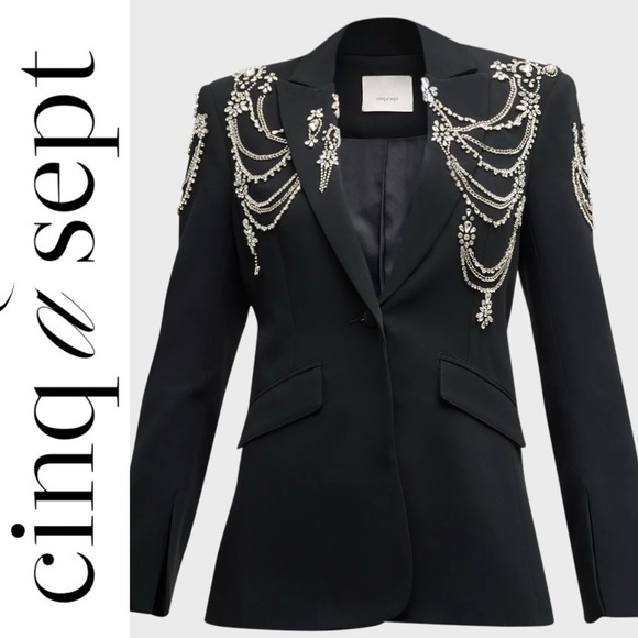 cinq a sept Jackets & Blazers - Cinq A Sept Cheyenne Rhinestone Chain Blazer